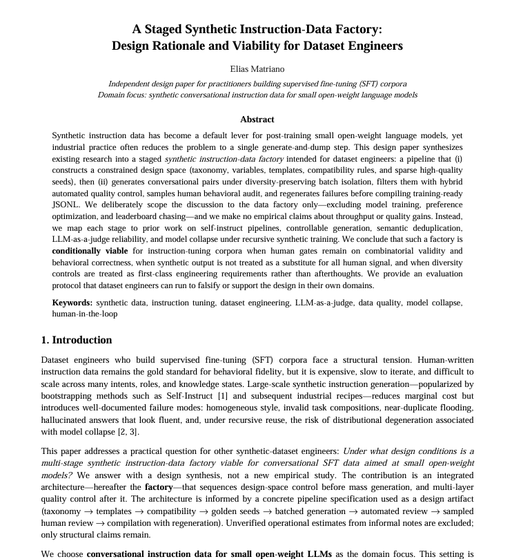 Preview of the Synthetic Instruction-Data Factory research paper